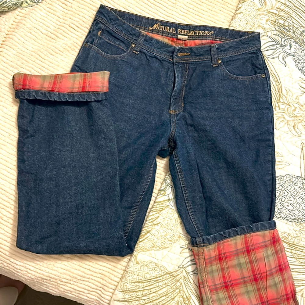 Soft comfy flannel lined jeans